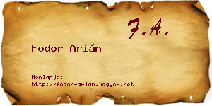 Fodor Arián névjegykártya